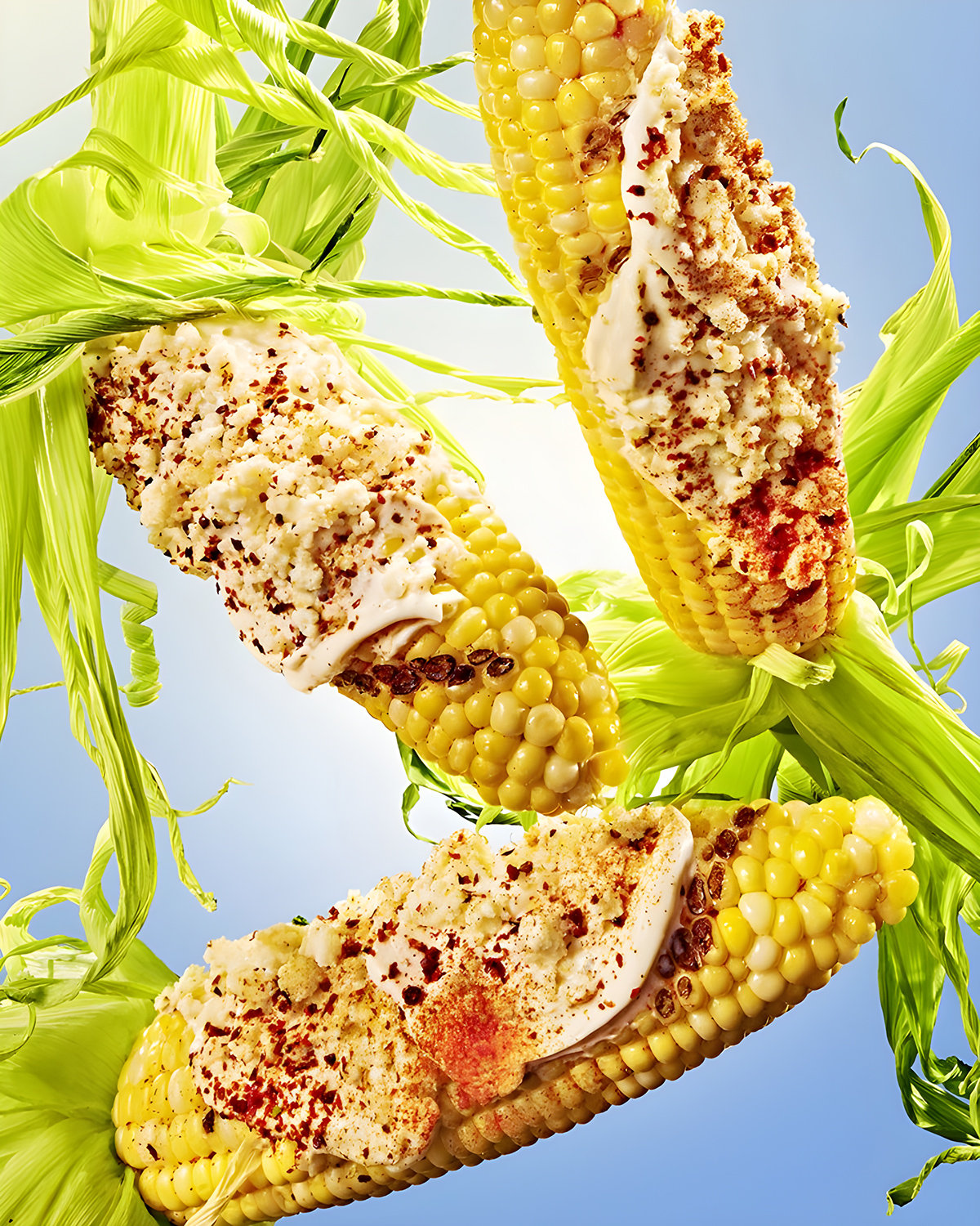 Corn and greens collage background