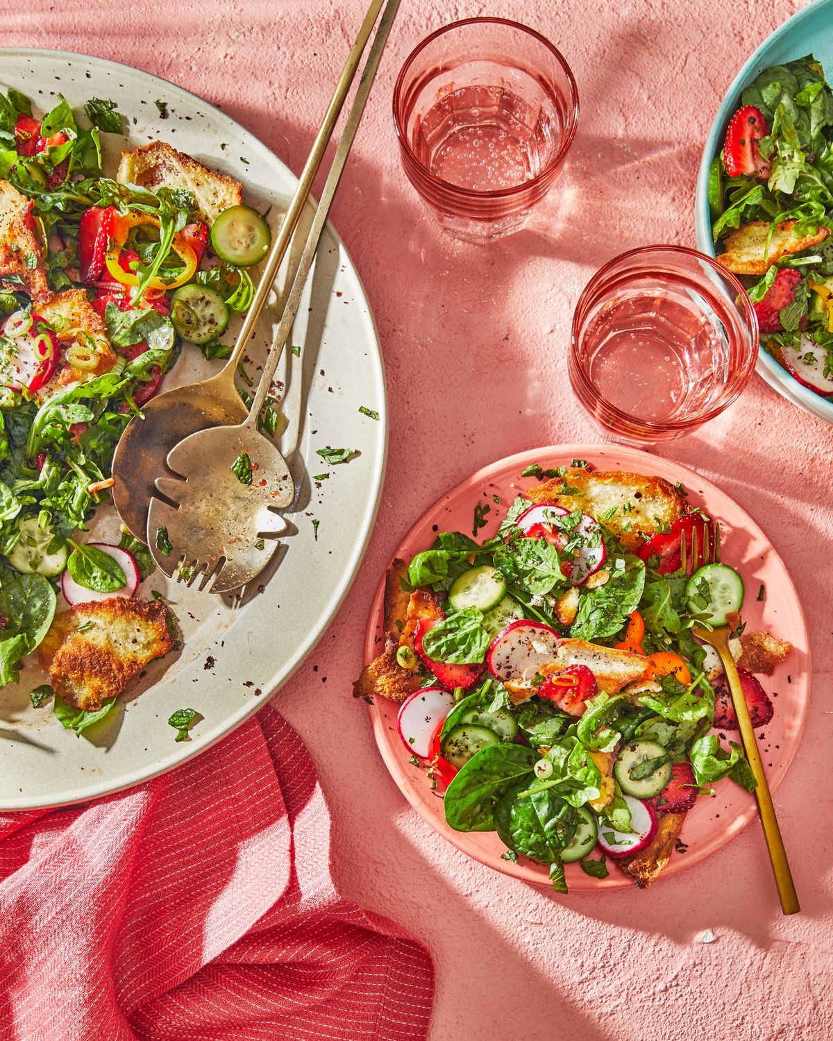 Colorful plant-forward salad spread