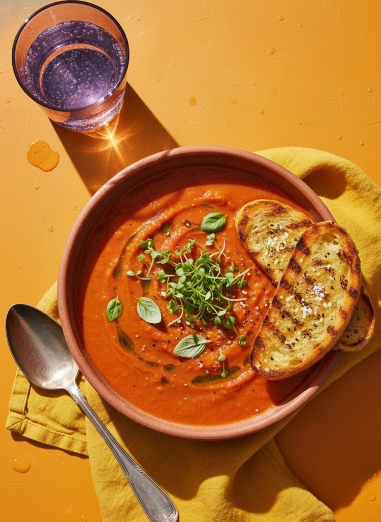 Roasted Tomatoes & Basil Soup